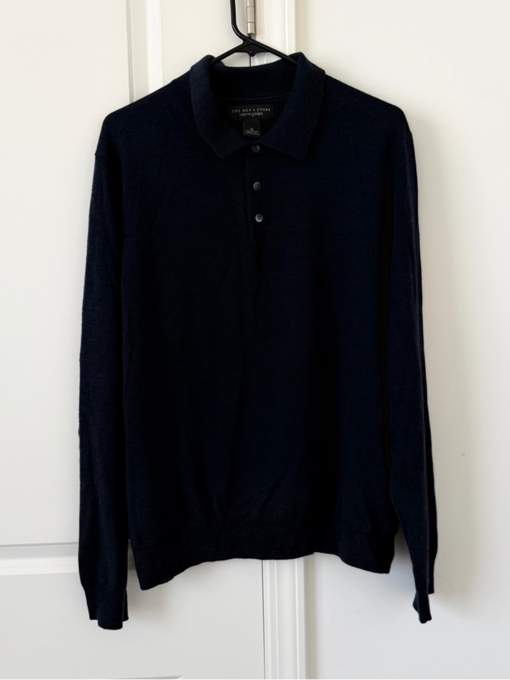 Bloomingdale’s The Men’s Store Dark Blue Quarter Button Merino Wool Sz XL
